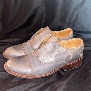Bed Stu Gray Bench Made Size US 7‎ Women’s Leather/Canvas Slip On Flats Shoes